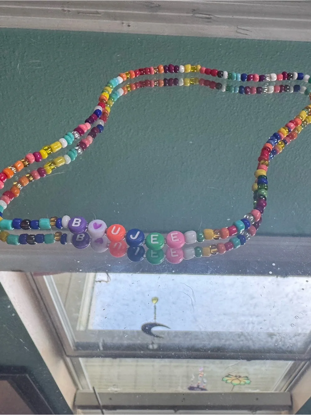 Handmade Multicolor Beaded Name Necklace - 'Bujiee'